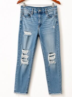 American Eagle Super High Rise Jegging Women’s 8 Short Distressed Stretch Jeans